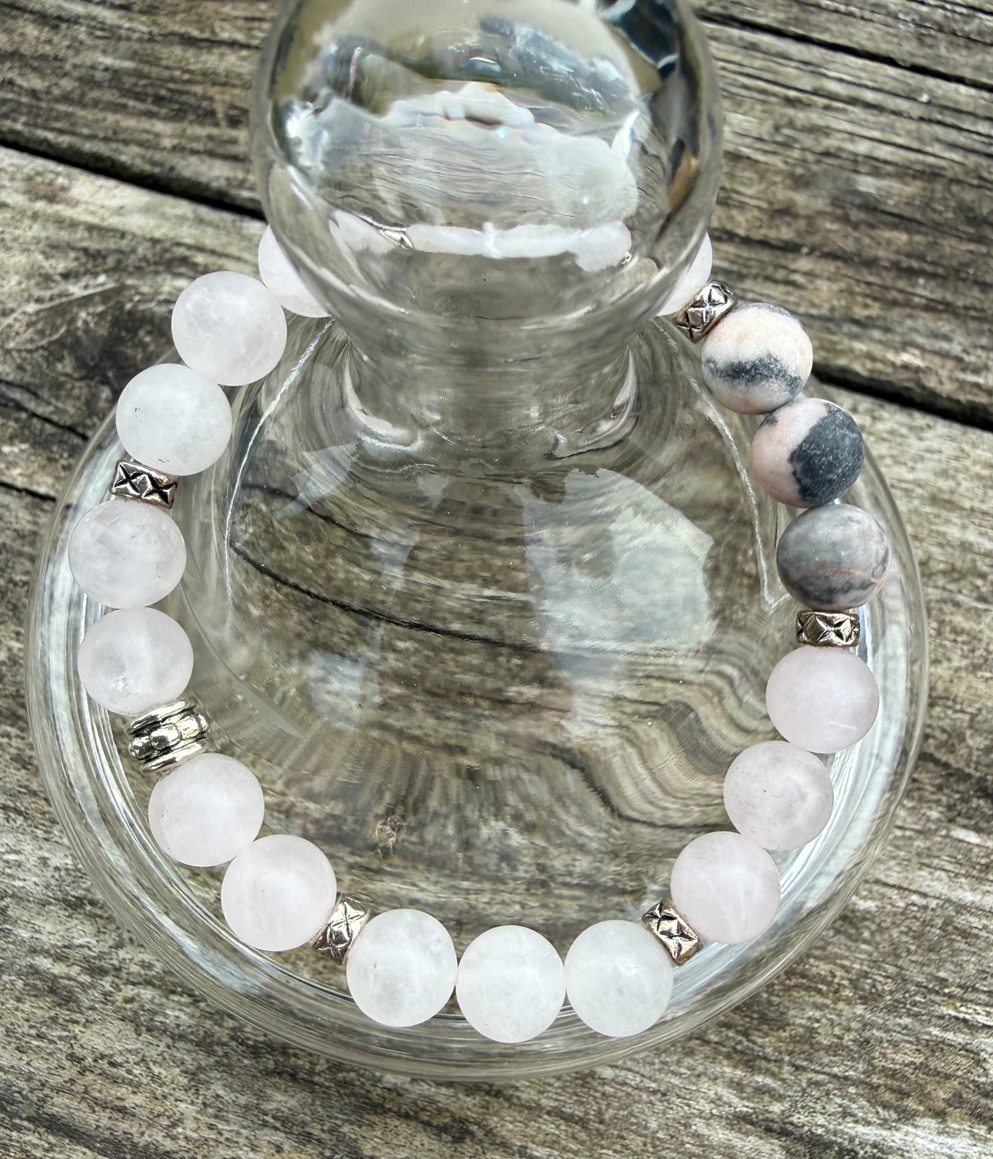 Rose Quartz & Pink Zebra Jasper Stretch Bracelet