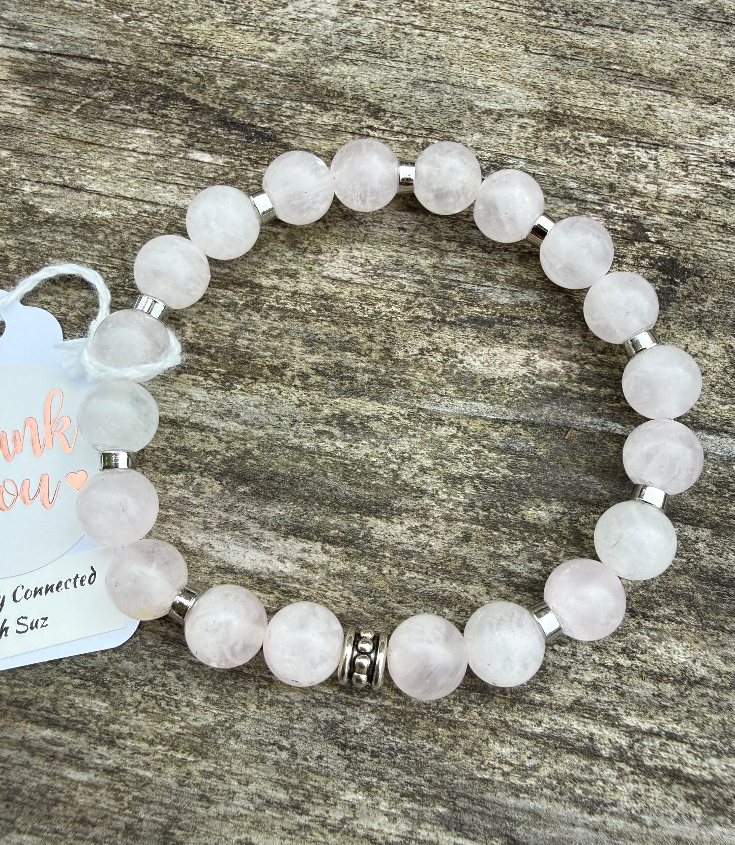 Rose Quartz with Silver Accents Stretch Bracelet