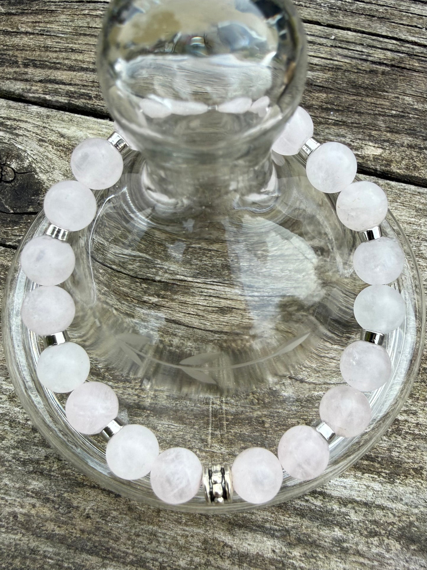 Rose Quartz with Silver Accents Stretch Bracelet