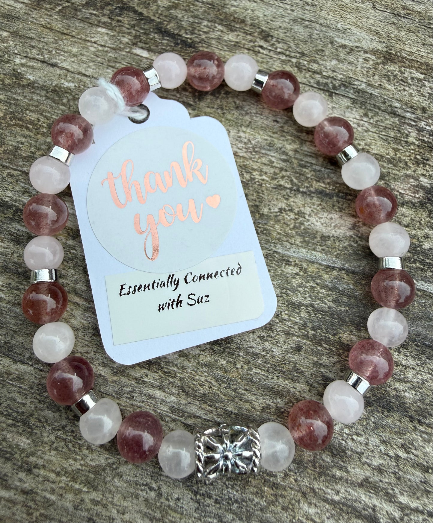 Rose Quartz & Strawberry Quartz Stretch Bracelet
