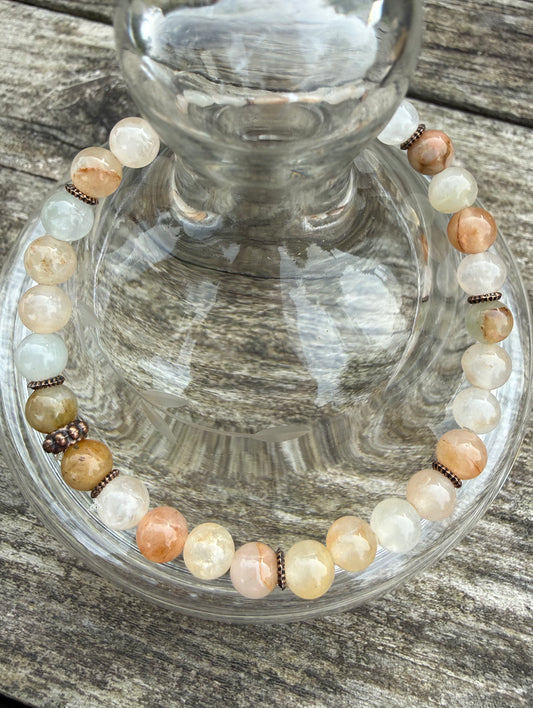 Red Silk Quartz Stretch Bracelet