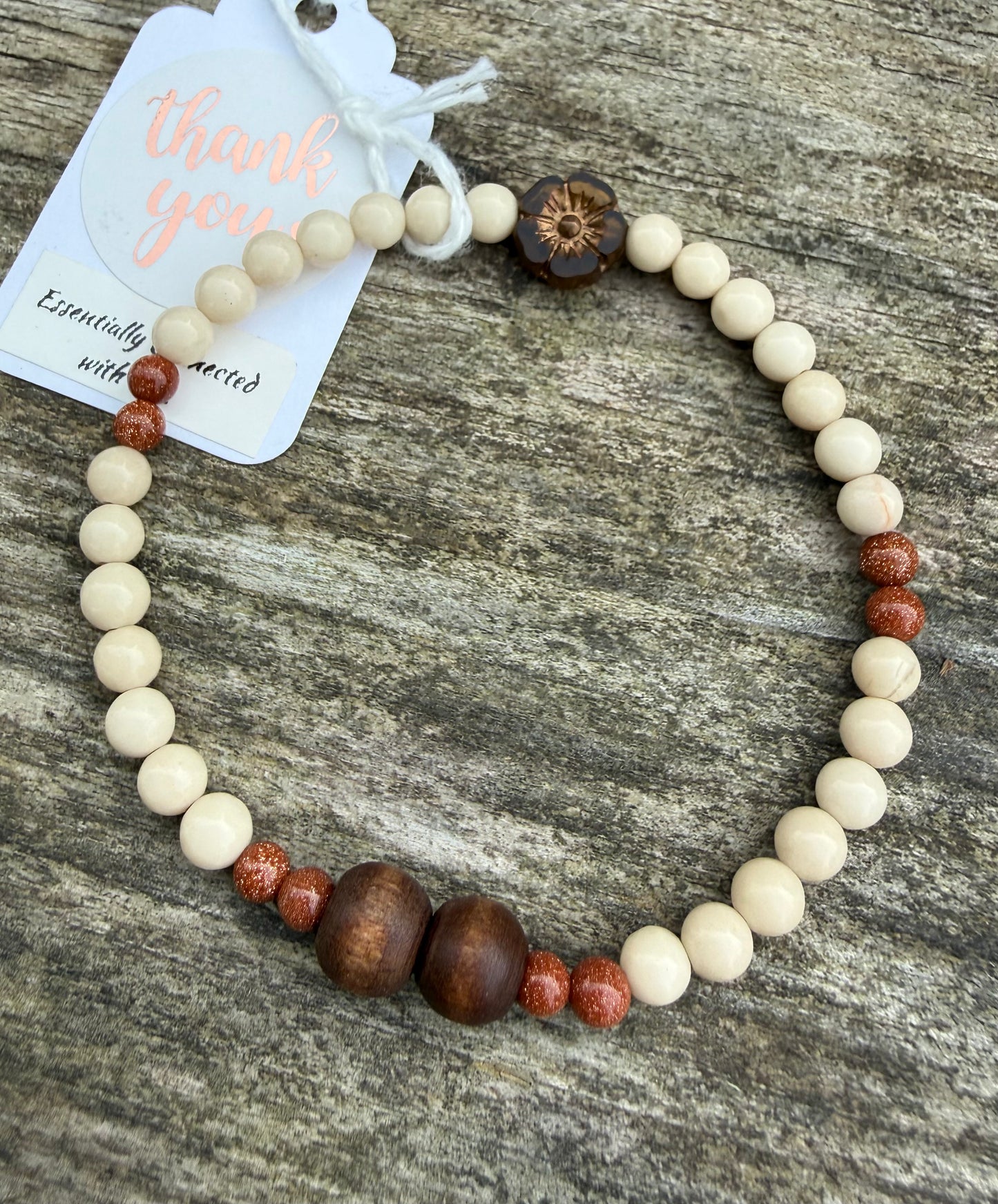 Fossil Jasper & Goldstone Stretch Bracelet