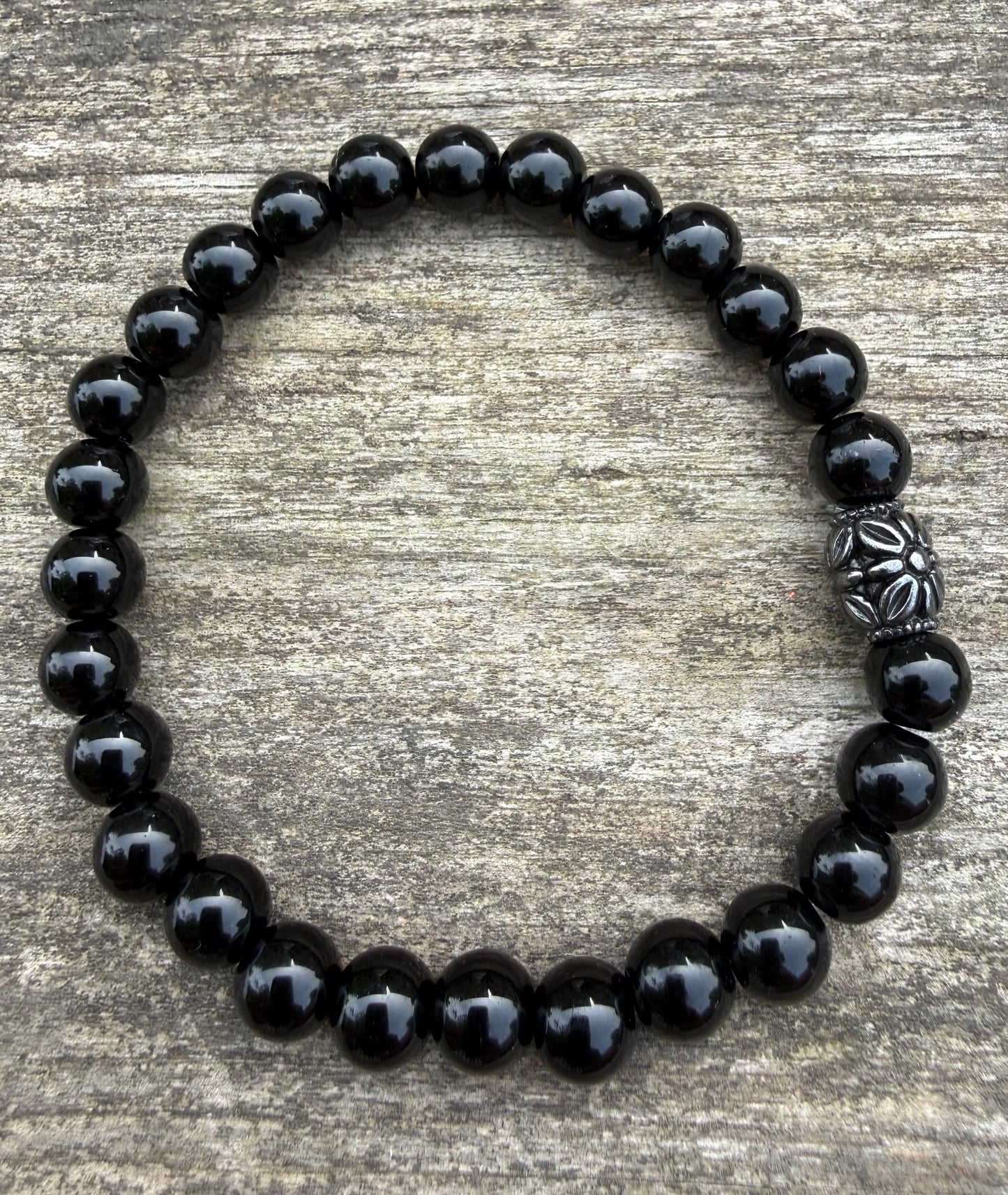 Black Jasper 8mm Beaded Stretch Bracelet