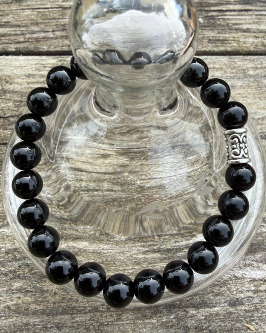 Black Obsidian 8mm Beaded Stretch Bracelet