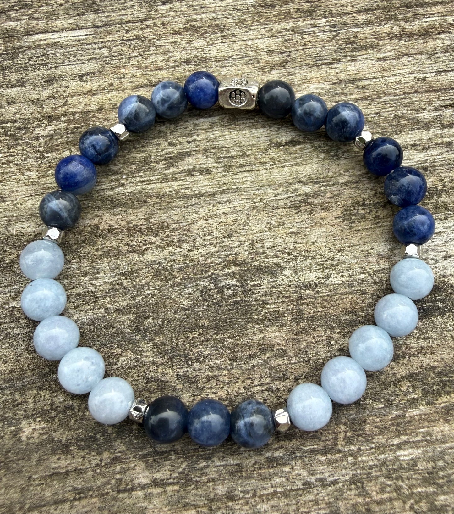 Sodalite & Aqua Jade Beaded Stretch Bracelet