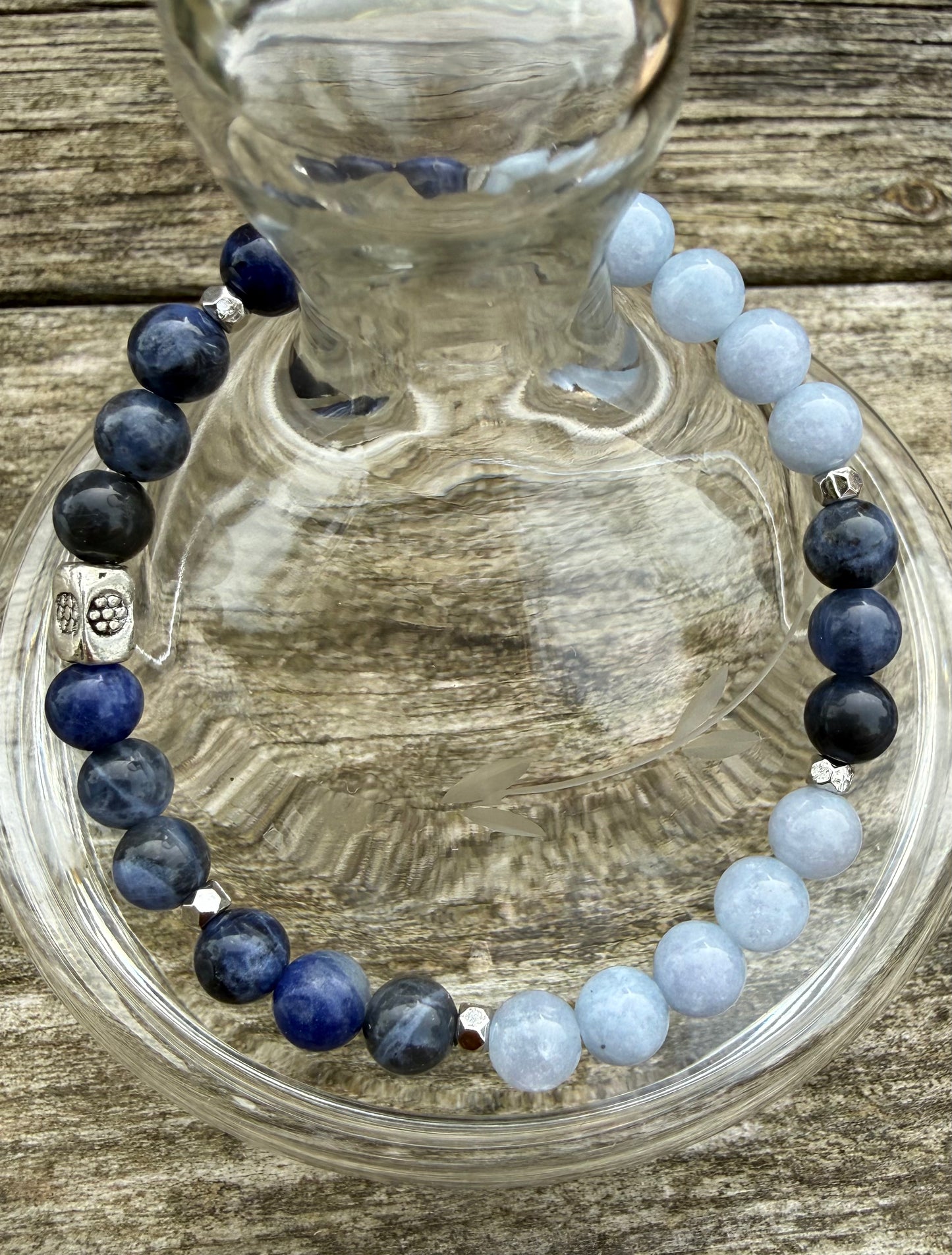 Sodalite & Aqua Jade Beaded Stretch Bracelet